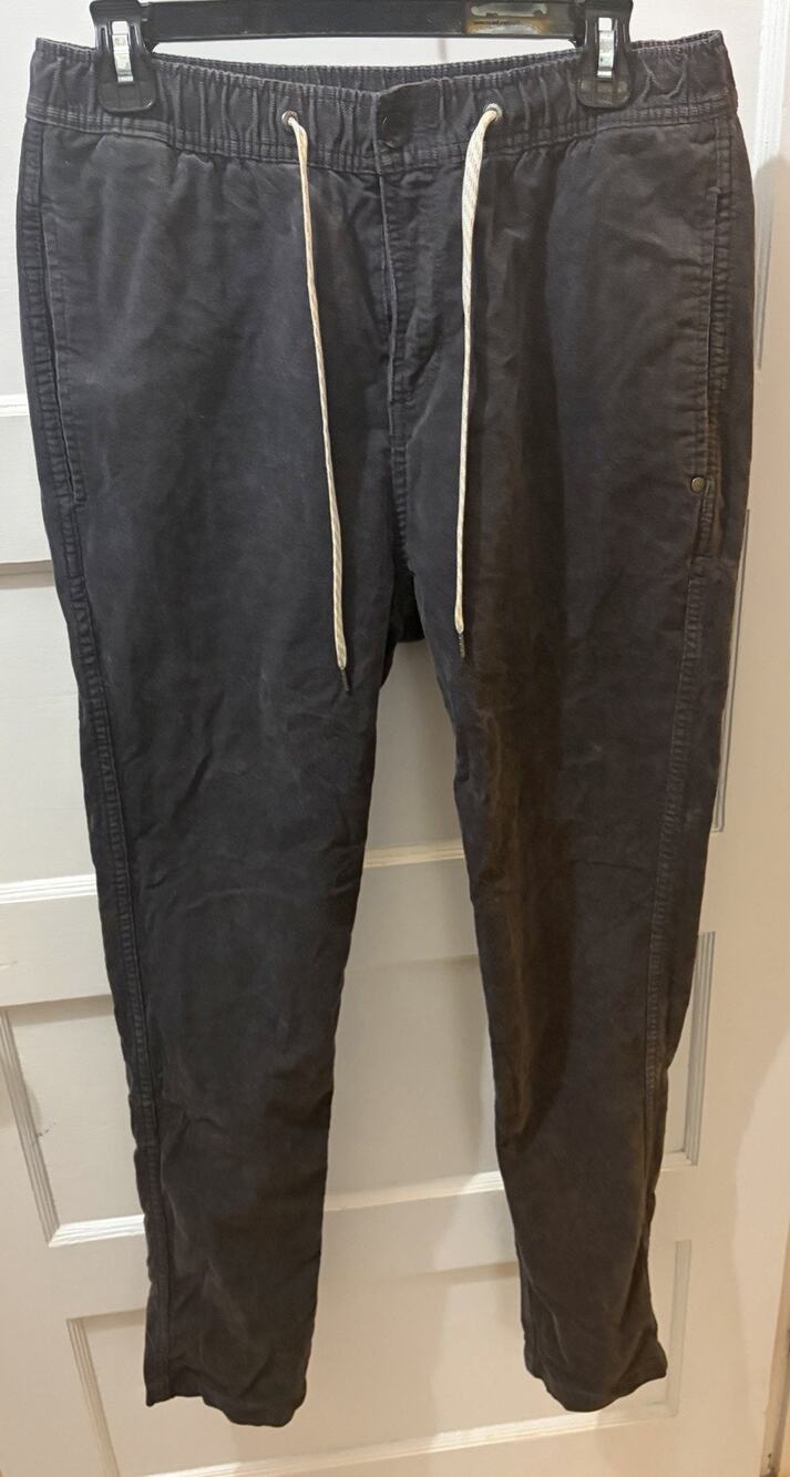 Vuori Optimist Pants Mens Dark Gray Corduroy Elastic Waist Drawstring Medium